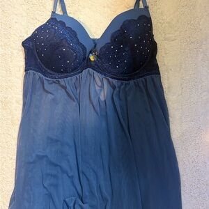 Elegant Blue Lace Nightgown